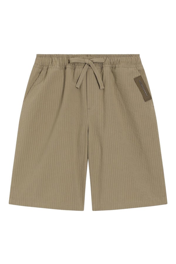 Kids Cotton Seersucker Bermuda Shorts 