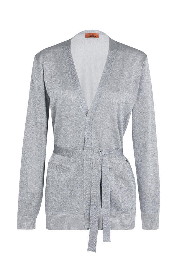 Vanisé Lurex Belted Cardigan 