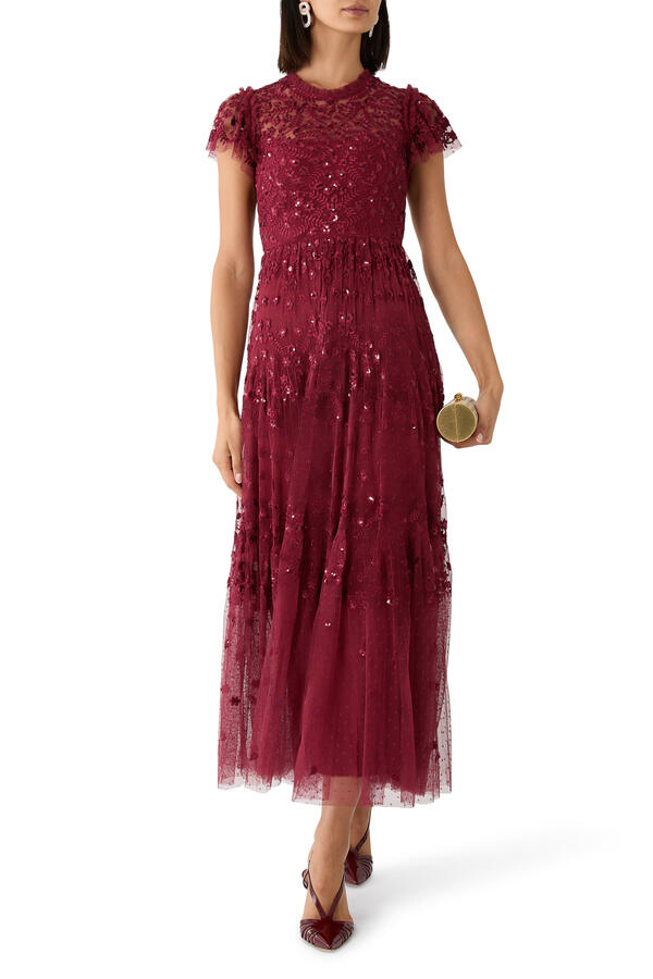 Clover Short Sleeves Ankle Gown