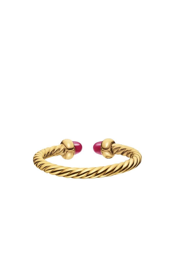 Micro Cablespira® Flex Open Ring, 18k Yellow Gold with Rubies