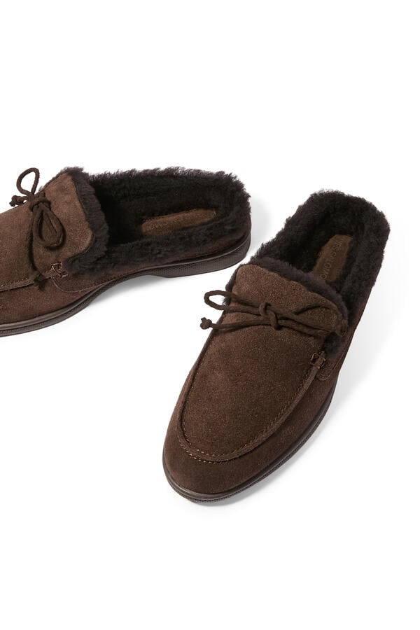 Suede Leather and Mink Fur Mules 