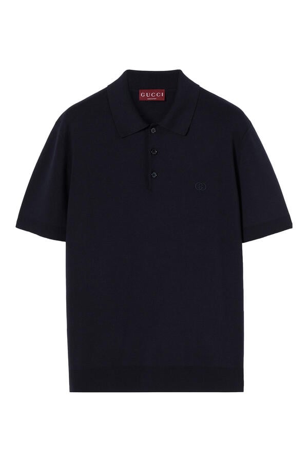 GG Embroidery Silk Cotton Polo Shirt
