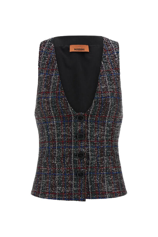 Checked Sequined Vest