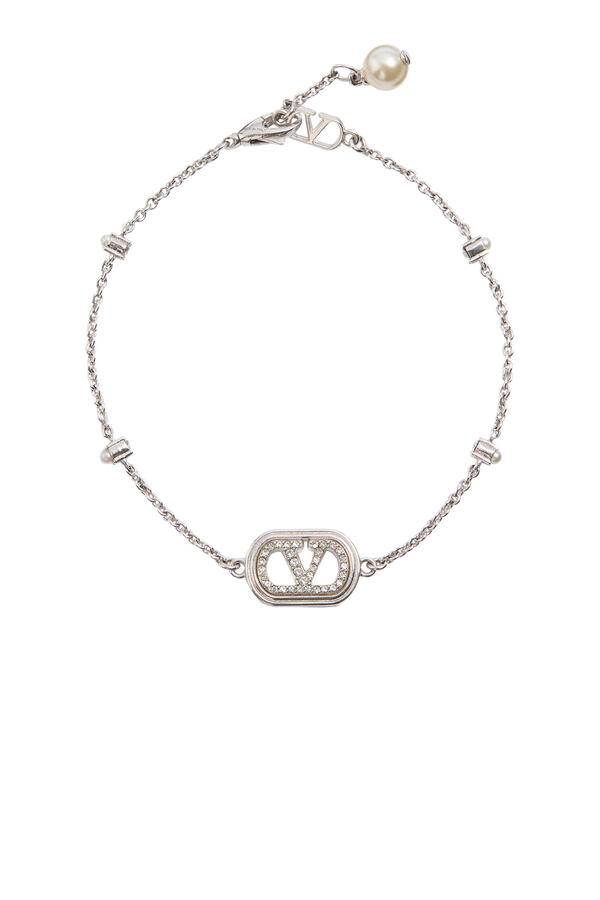 VLogo Signature Bracelet in Metal, Pearls, and Swarovski® Crystals