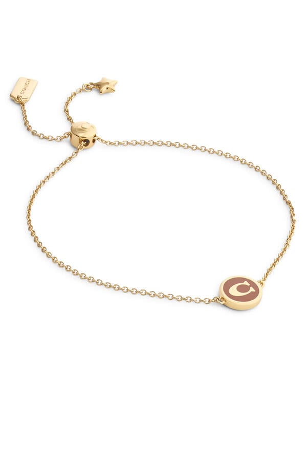 Signature C Coin Slider Bracelet, Brass & Enamel
