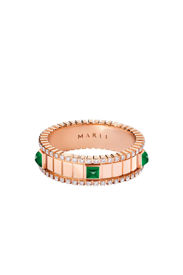 LIFE Spinning Ring, 18k Yellow Gold & Enamel, Diamonds