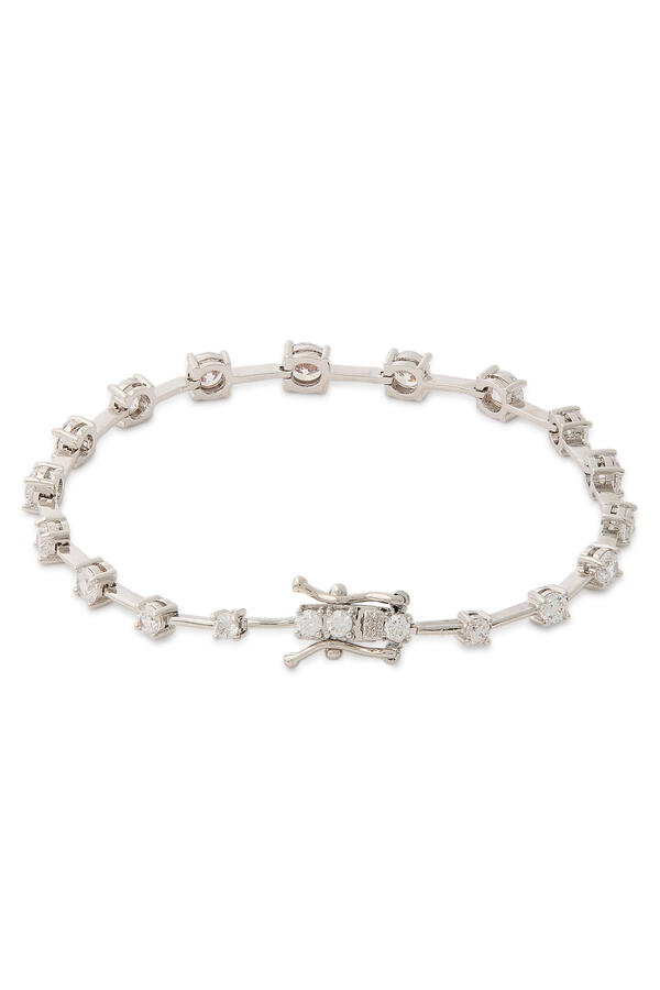 Graduated Round Bar Spaced Bracelet, Cubic Zirconia
