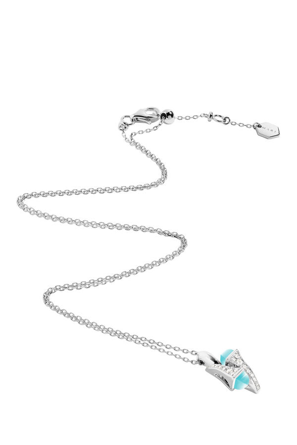 Cleo Huggie Pendant, 18k White Gold & Chalcedony, Diamonds