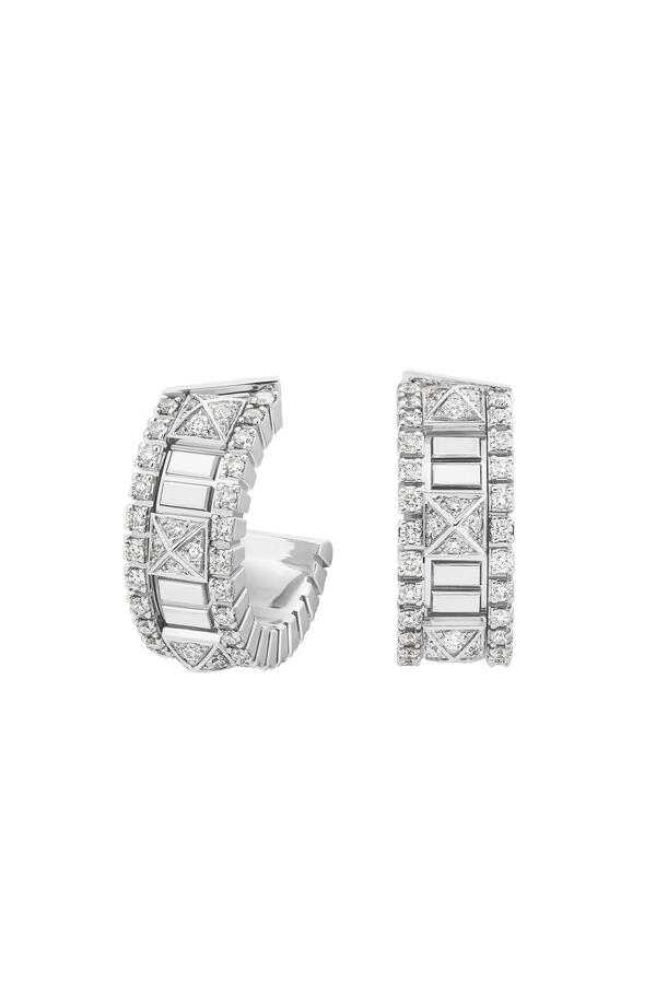 LIFE Full Diamond Mini Hoop Earrings, 18k White Gold, Diamonds