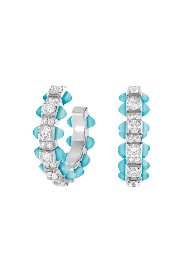 Tip-Top Diamond Small Hoop Earrings, 18K White Gold with Diamonds
