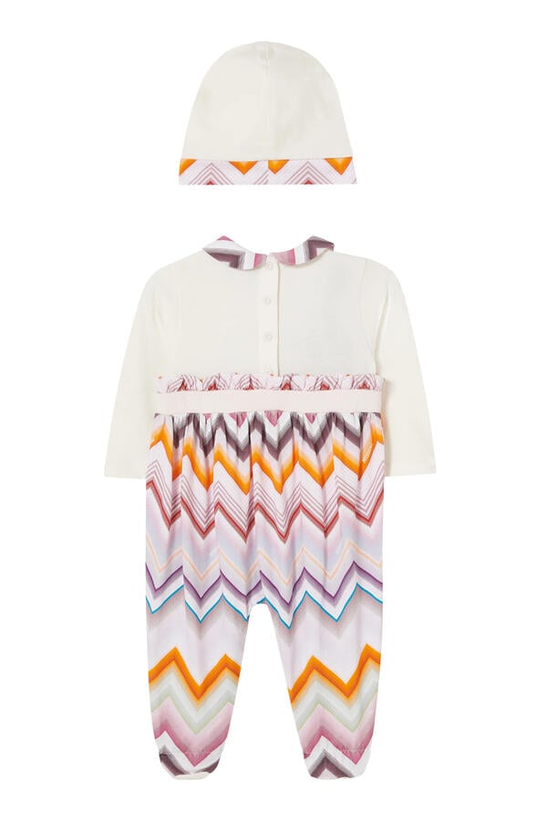 Kids  Chevron Jersey Collar Babygrow & Hat Set