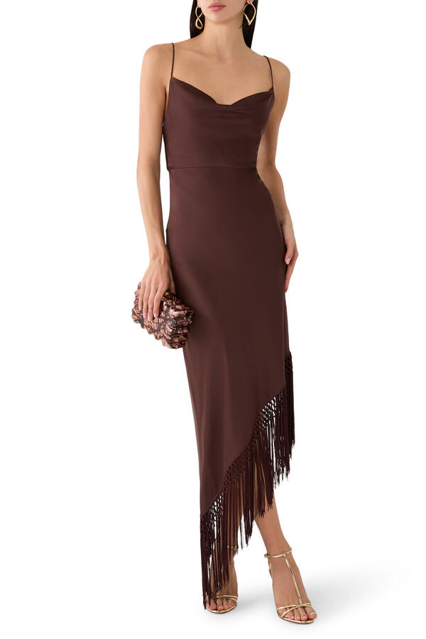 Harmony Asymmetrical Fringe Maxi Dress 