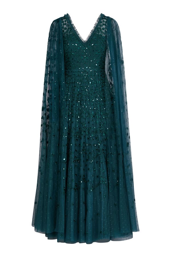 Clover Cape Sleeve Ankle Gown