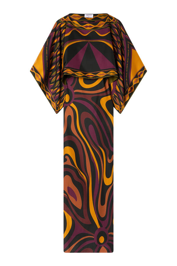 Marmo Print Cape Dress