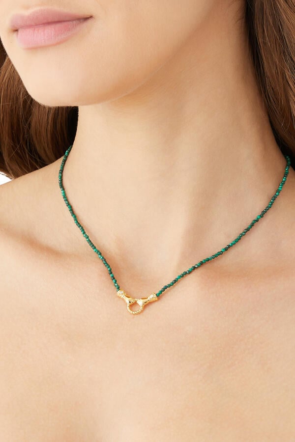  Harris Reed In Good Hands Mini Beaded Gemstone Necklace, 18K Recycled Gold Plating on Brass