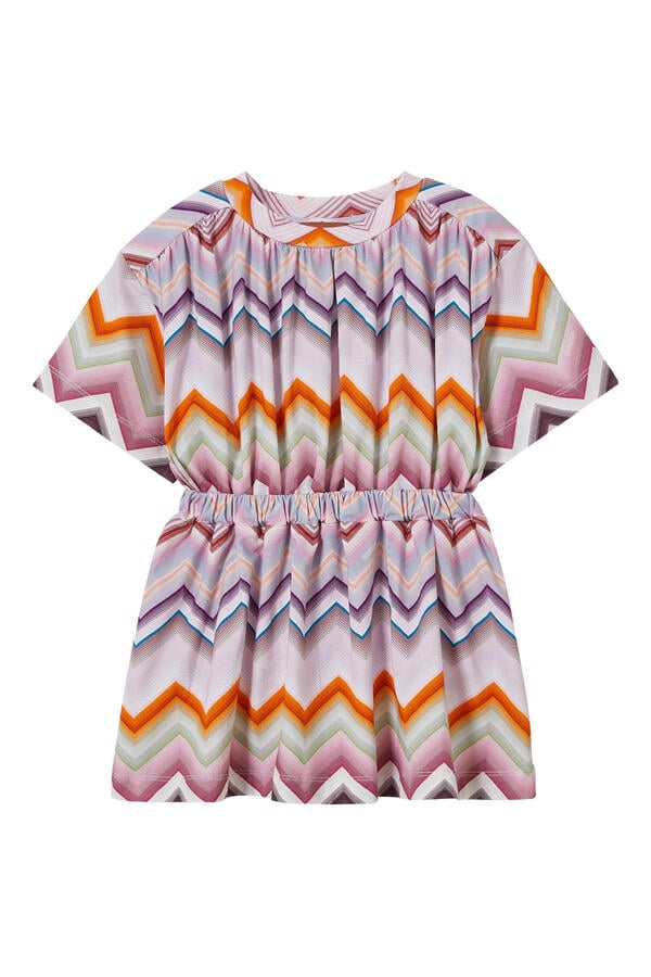 Kids Zig Zag Jersey Short-Sleeve Midi Dress