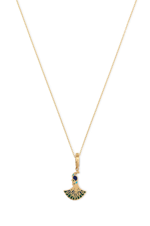 Wise Peacock Pendant, 18K Yellow Gold with Multicoloured Enamel & Diamonds