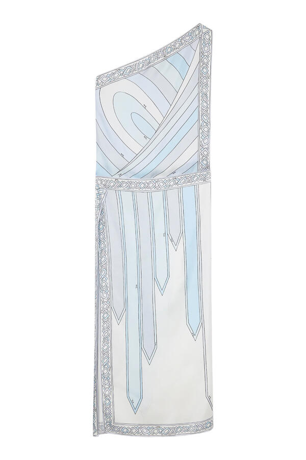 Iride and Nastri Print One-Shoulder Dress