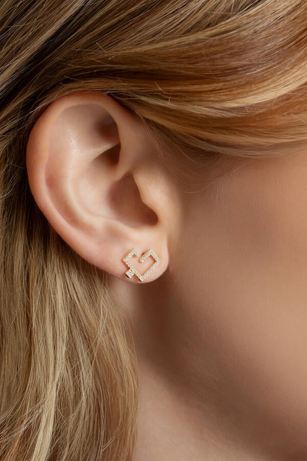 Hubb XS Stud Earrings, 18k Yellow Gold & Diamonds