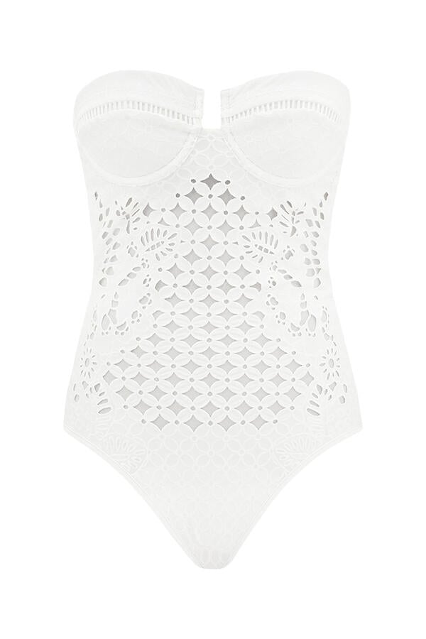 Indra Embroidery Balconette One-Piece Swimsuit