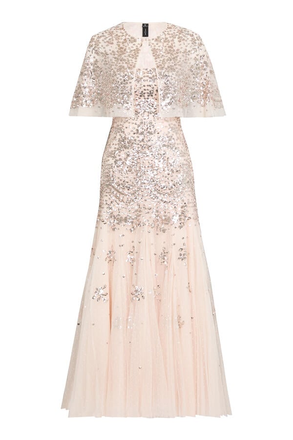 Nerina Sequin Cami Cape Gown
