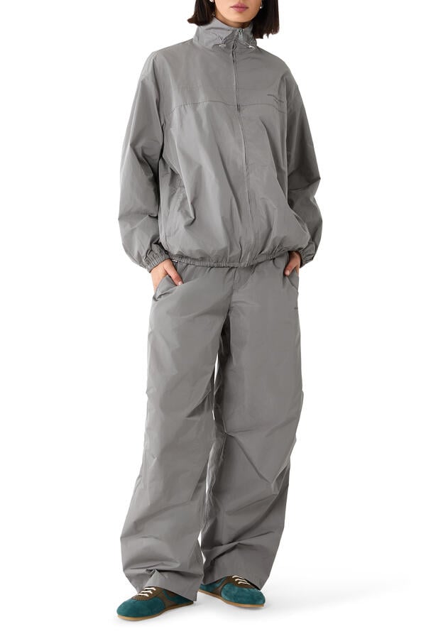Oversized Track Jacket With Gathered Collar