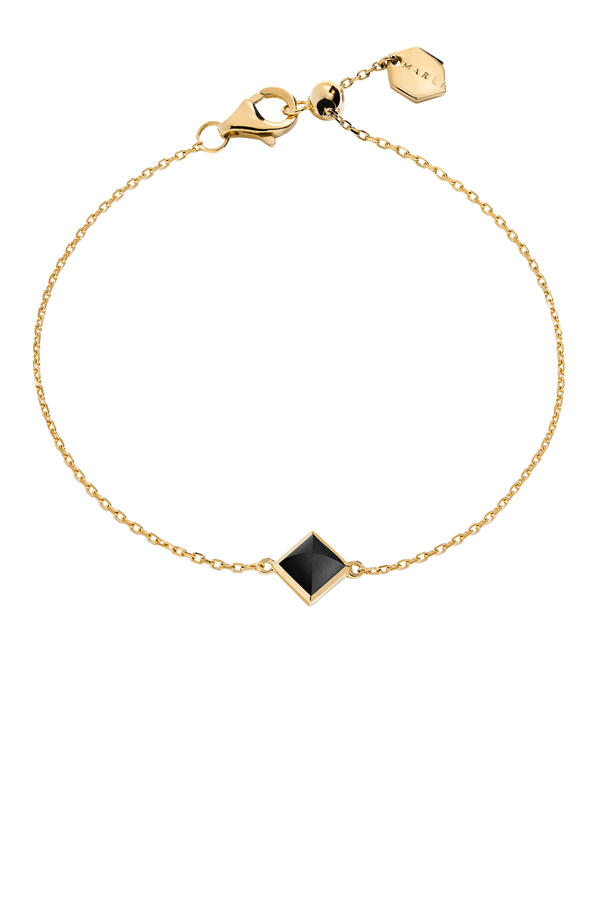 Cleo Pyramid Bracelet, 18k Yellow Gold & Black Onyx