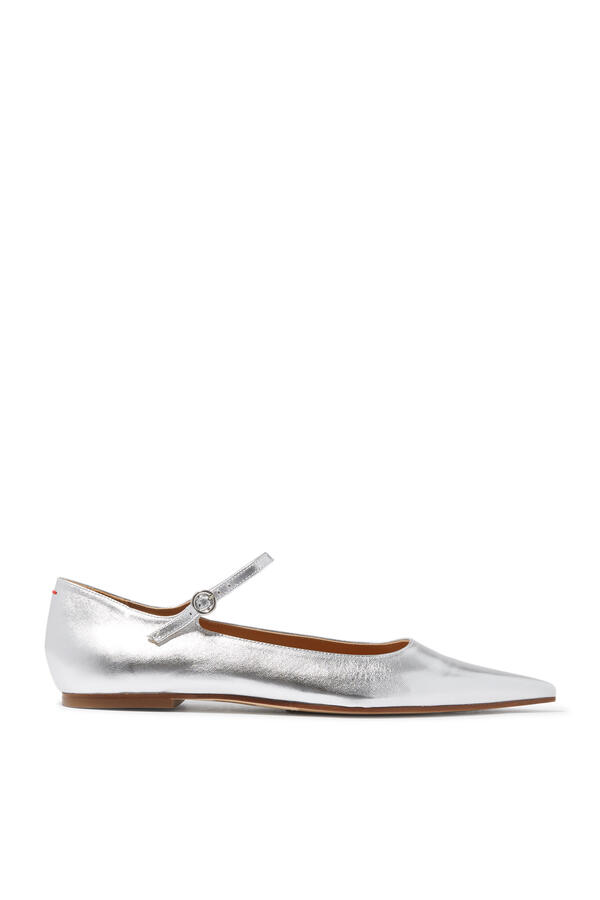  Cleo Metallic Leather Mary-Jane Ballet Flats