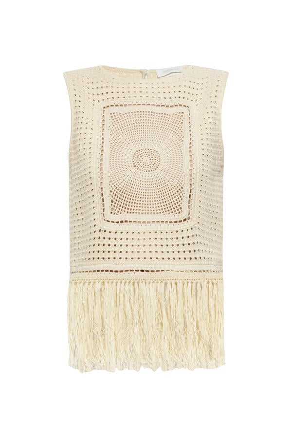 Indra Crochet Fringe Tank