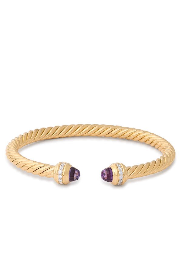 Classic Cablespira® Bracelet, 18K Yellow Gold, Amethyst & Diamonds