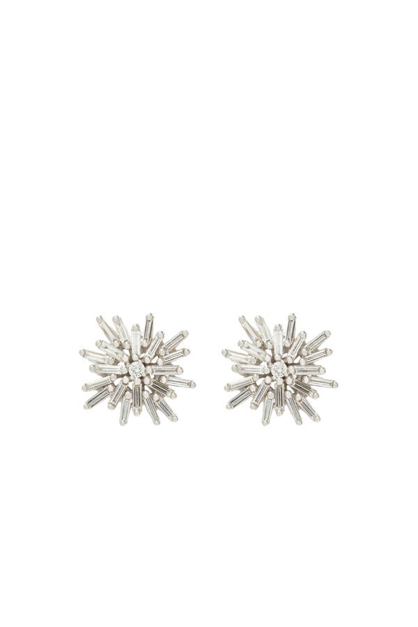 Fireworks Flower Stud Earrings, 18k White Gold & Diamonds