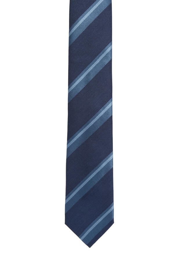 Striped Woven Shantung Silk Tie 