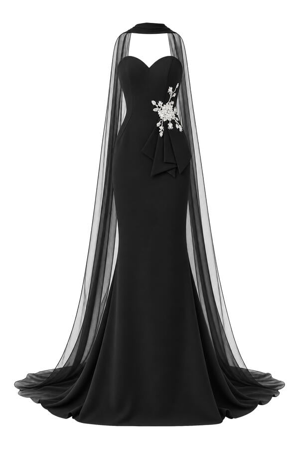 Beaded Peplum Mermaid Gown