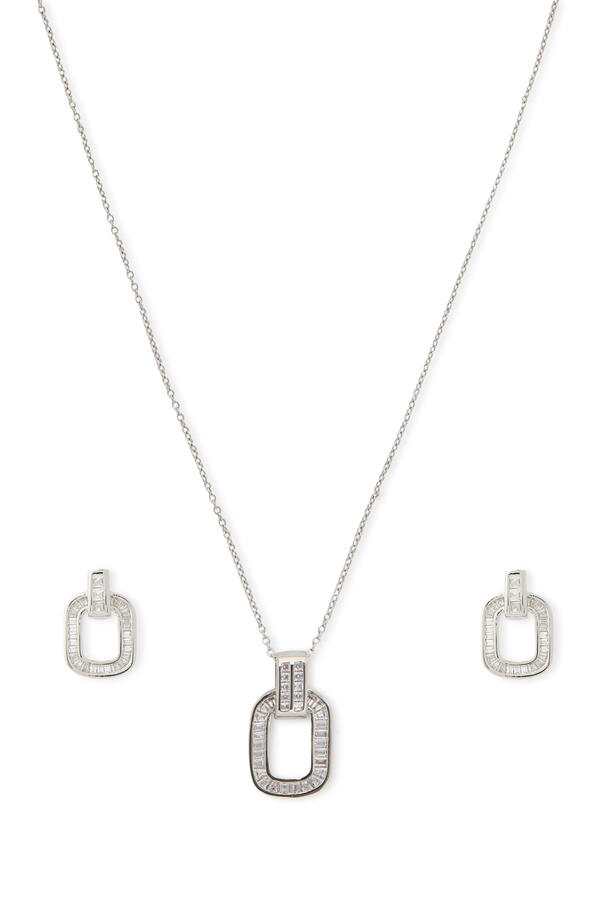 Baguette Door Knocker Pendant Earring Set