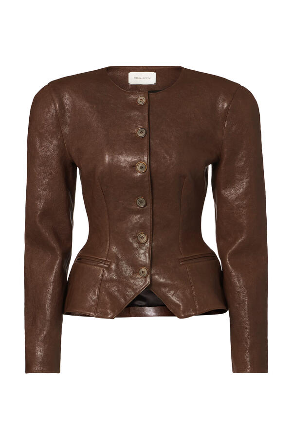 Tailored Leather Peplum Blazer