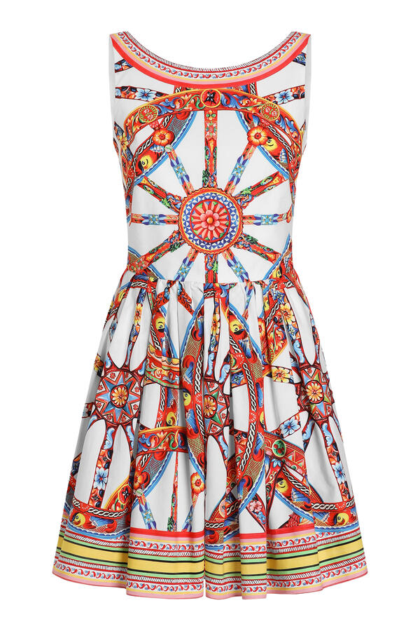 Carretto-Print Midi Dress