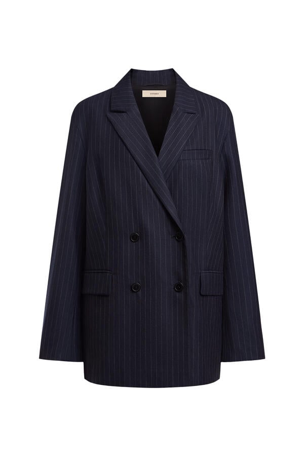 Pinstriped Wool Blazer