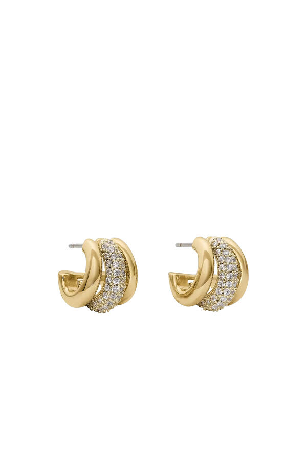Tiny Twinkles Pave Trio Huggies, Titanium & Cubic Zirconia