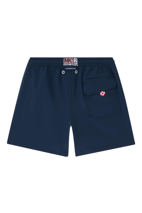 Kids Comfort Swim Shorts with Porsche Silhouette Embroidery