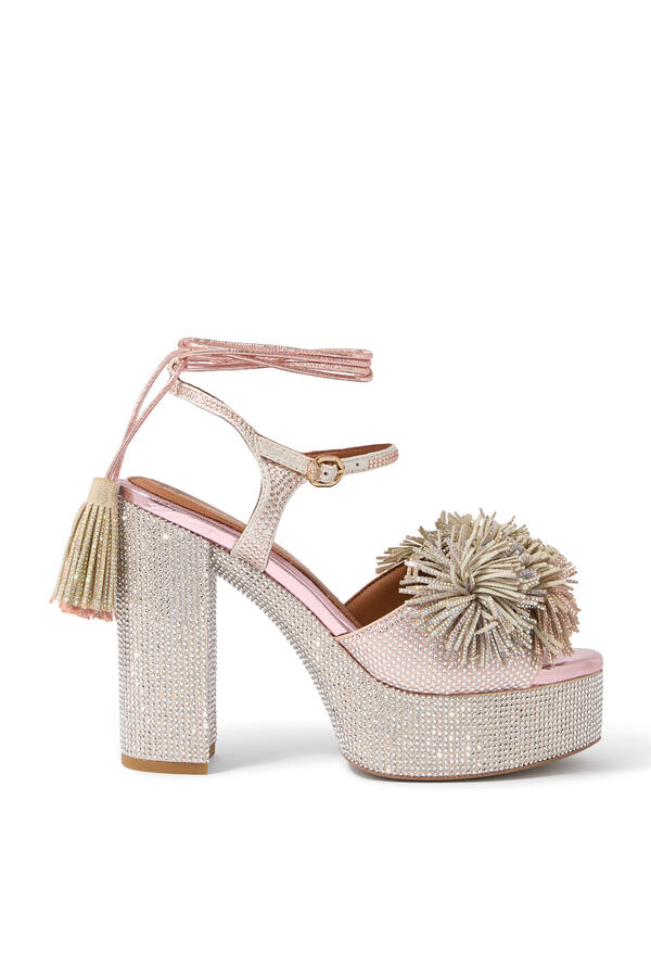 Pom Pom Tie Platform Sandals 125
