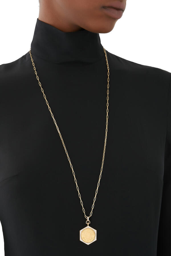 Ginea Large Necklace, 22k & 18k Yellow Gold with Diamonds