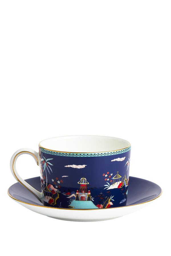 Wonderlust Blue Pagoda Teacup & Saucer
