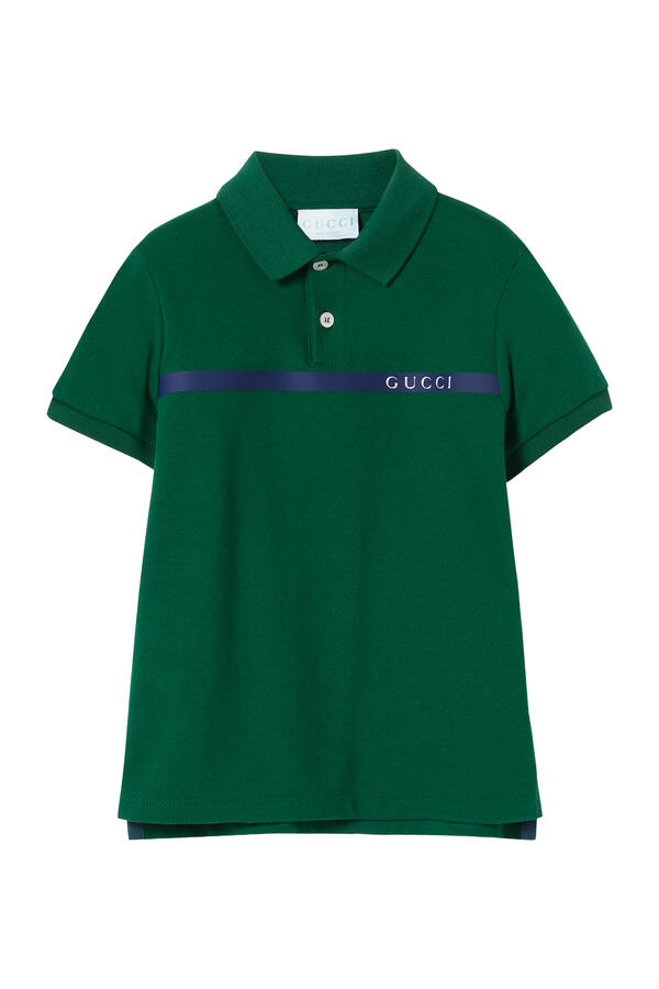 Kids Striped Heat-Taped Detail Polo Shirt
