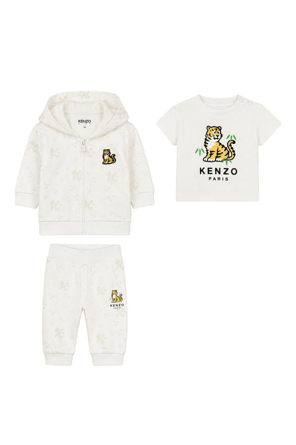 Kids Printed Hooded Sweatshirt, T-Shirt & Trousers Set