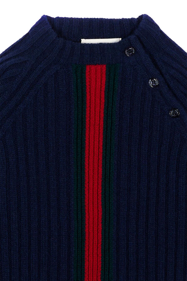 Kids Web-Stripe Ribbed-Knit Sweater