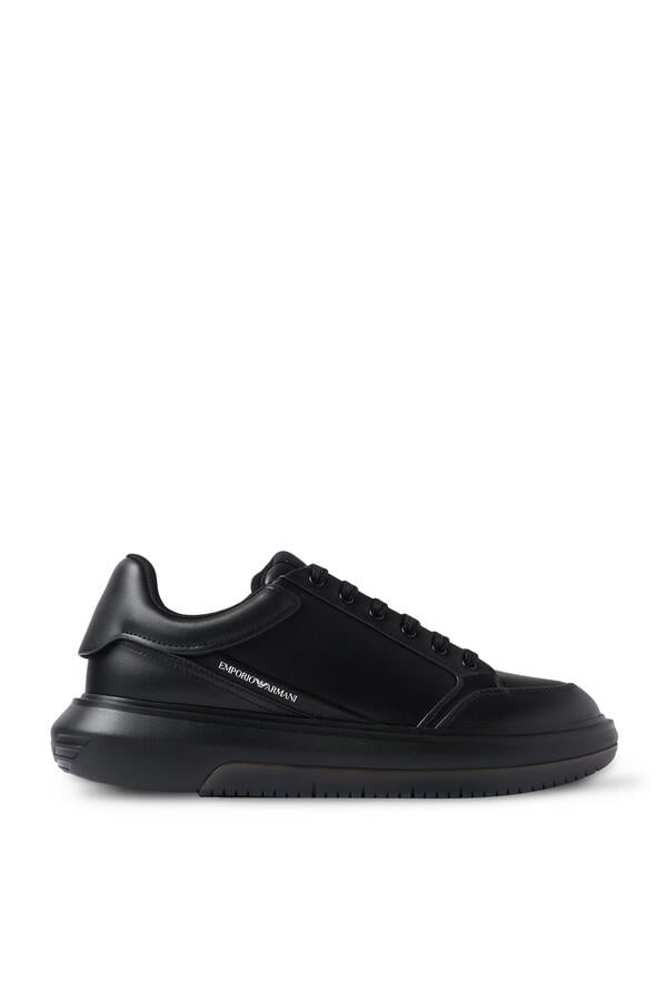 Leather Sneakers with Side Logo