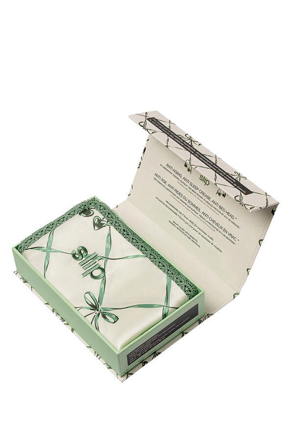 Wintergreen Silk Queen Pillowcase with Lace Trim 