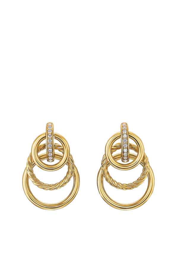 DY Mercer® Triple Ring Drop Earrings, 18K Yellow Gold with Diamonds