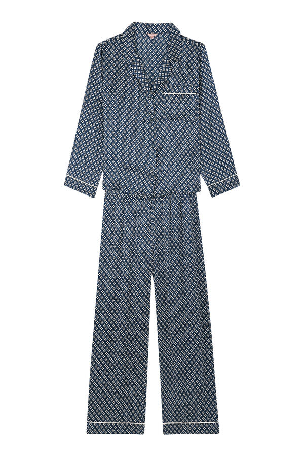 Inez Washable Silk Printed Long PJ Set