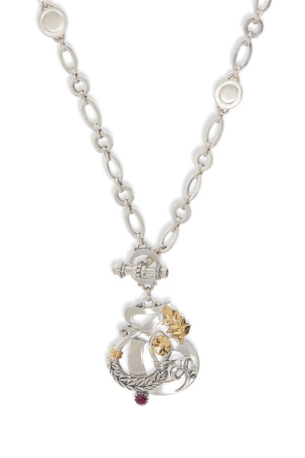 Love and Rebirth Multi-way Necklace, 18k Gold, Sterling Silver & Rhodolite, Garnet, Turquoise